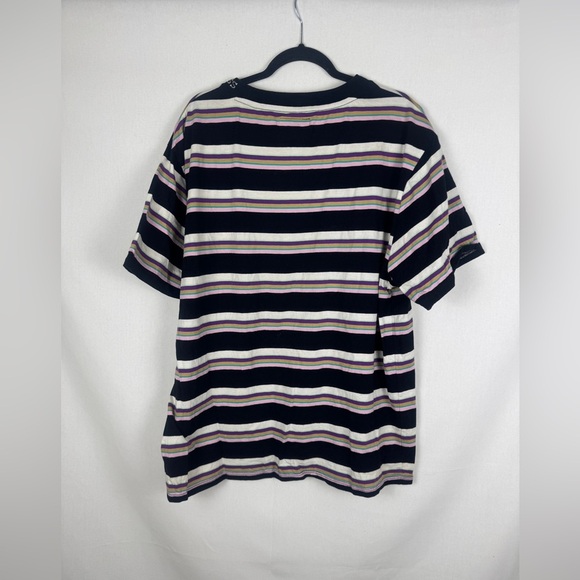 GUESS Men's Striped Tee with Purple Logo - Picture 3 of 5
